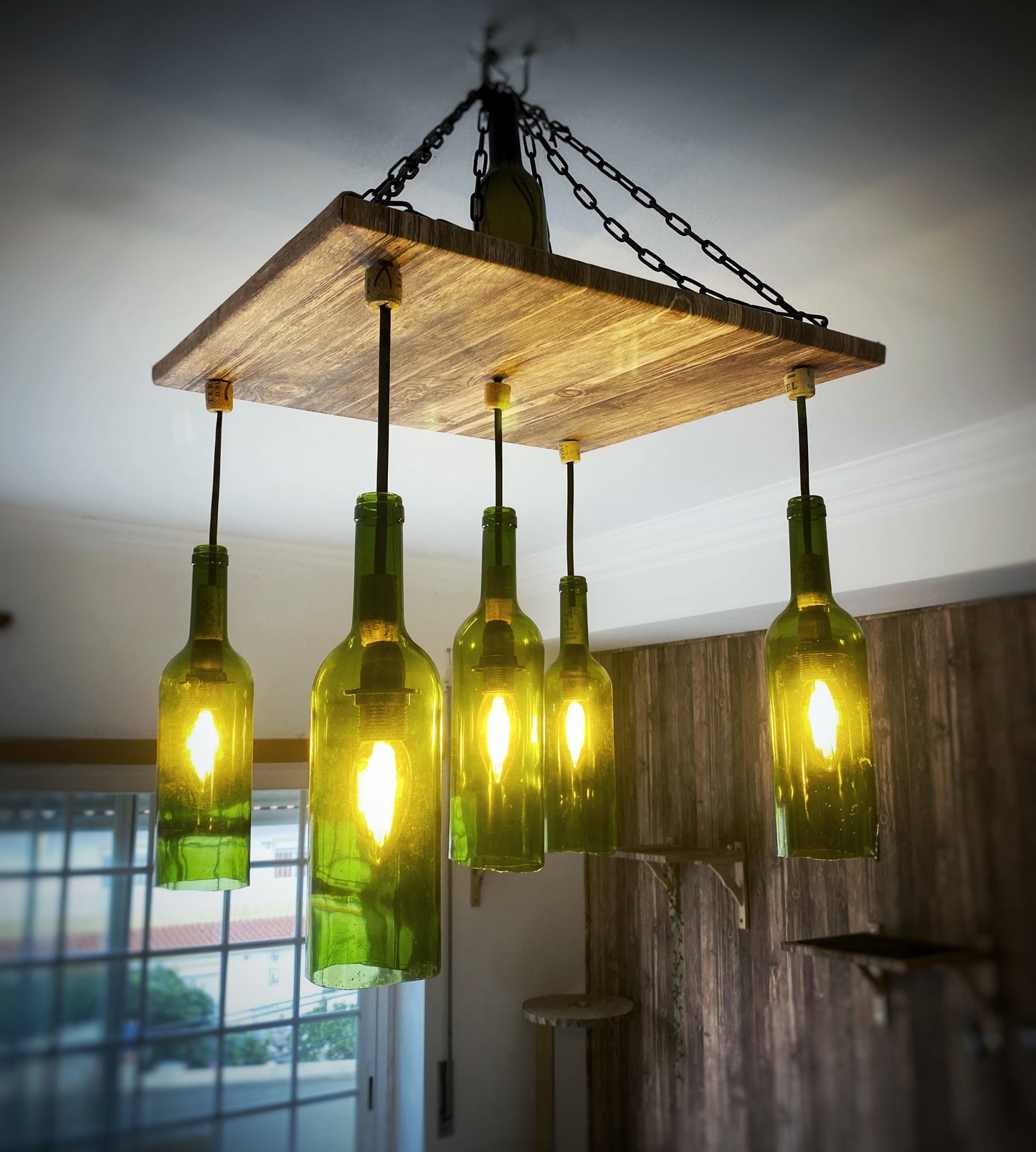 Upcycled Glass Bottles in the Ceiling